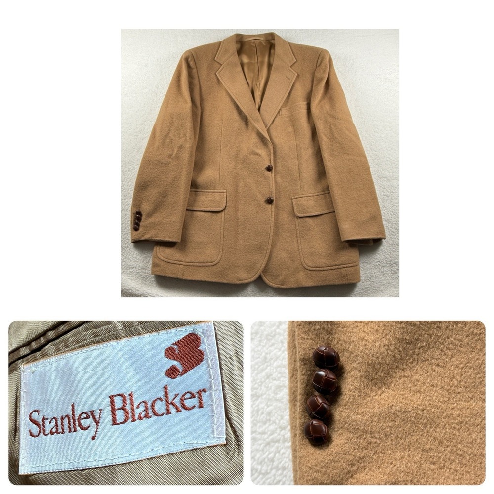 Stanley Blacker Jacket Mens Large Brown Blazer Tweed Coat Wool Coat Vintage